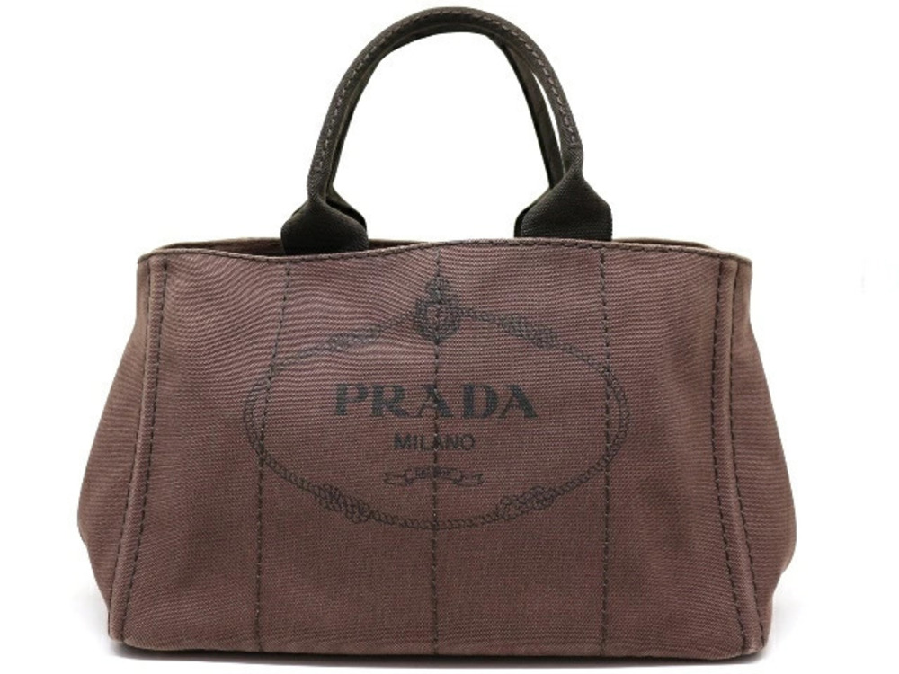 Prada Canapa Handbag Brown Dark Canvas